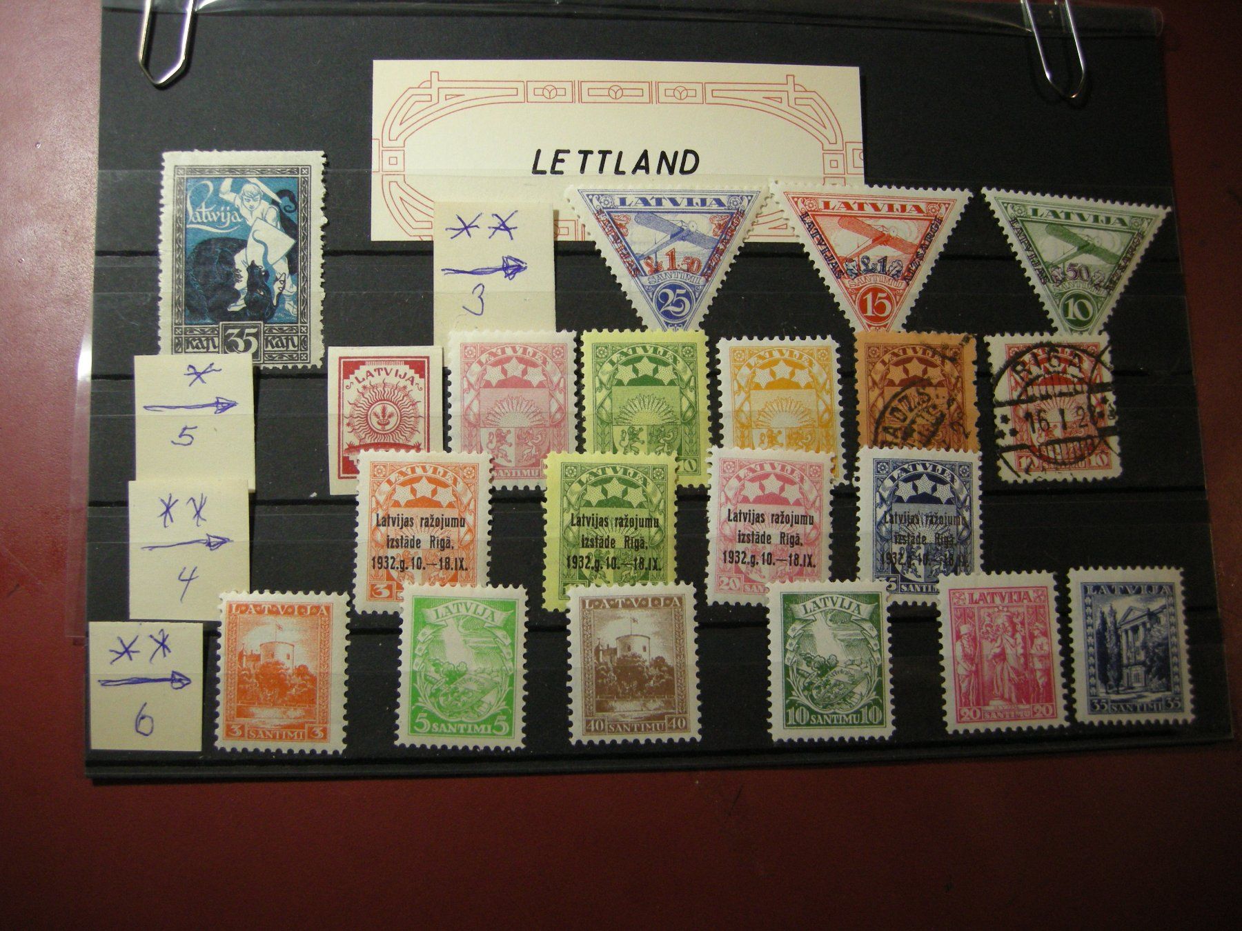Alle Briefmarken: LETTLAND AB 1920/21, flugpost, POSTFRISCH/ ect, siehe Scan – Gebraucht aus Rüti ZH von jupi1945