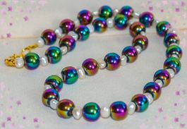SALE 47CM KETTE STEINKETTE EDELSTEINKETTE HÄMATIT MULTICOLOR