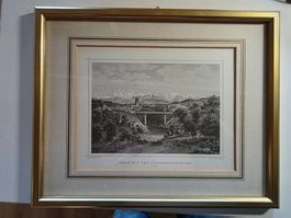 Rohbock Stich Aquatinta Bern mit Eisenbahnbrücke  A.J.Terwen