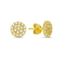 Ohrstecker rund flach pavé Zirkonia 925 Silber roségold 7mm