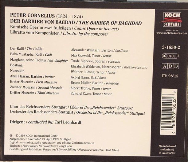 CD: Cornelius - Der Barbier von Bagdad – Usato da Grüningen venduto da azulamarillo 1