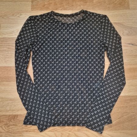 Langarm Mesh Top Gr. S schwarz Muster
