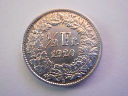 50 Rp. 1920 silber  unz/stgl