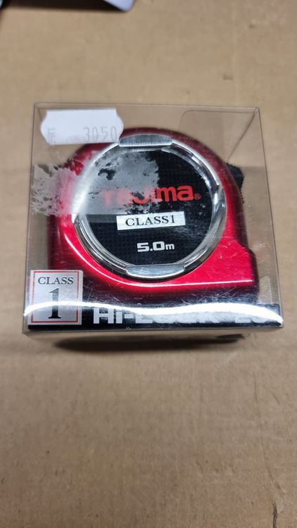 Tajima Bandmaß Hi-Lock 5m - 25mm Bandbreite Mit ABS-Gehäuse - Stoßgedämpft Mit Handschlaufe H5P50MYD