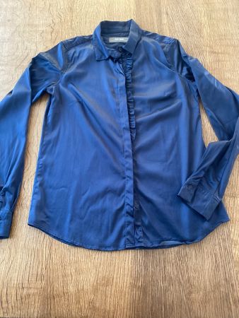 *MOS MOSH* BLUSE GR.XS Satin dunkelblau Räuschchen-Leiste