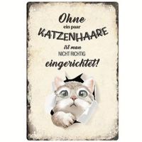 🐾😄 Vintage Metallschild „Katzenhaare gehören dazu“ 😄🐾