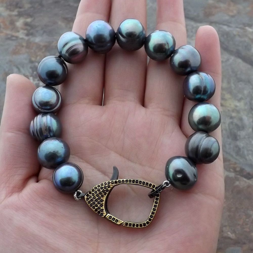 Bracciali & Braccialetti: Schwarz Lua Perlen Armband Echt 1.2 cm Swarovski El. Perle – Nuovo (secondo la descrizione) da Prilly venduto da ilyria73