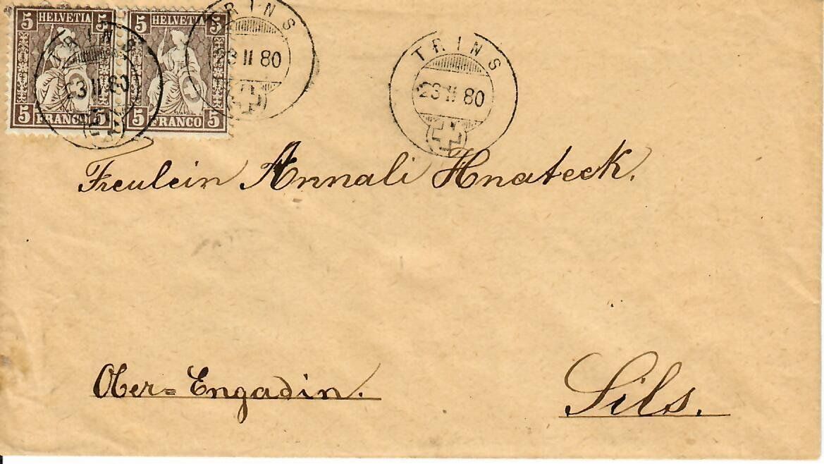 Tutti i francobolli: Brief - Trins nach Sils 1880 – Usato da Hochdorf venduto da Ziegel-16