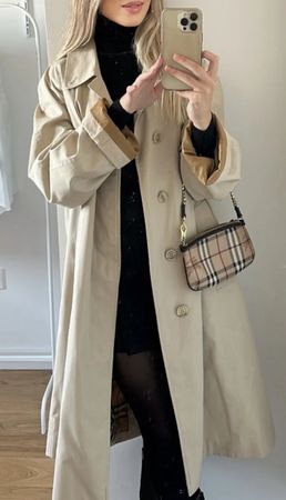 BURBERRY Mantel Trenchcoat Gehrock Novacheck Baumwolle Gr.46