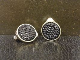 Vintage Ohrclips Clips Ohrschmuck Schwarz Silber 70er 80er