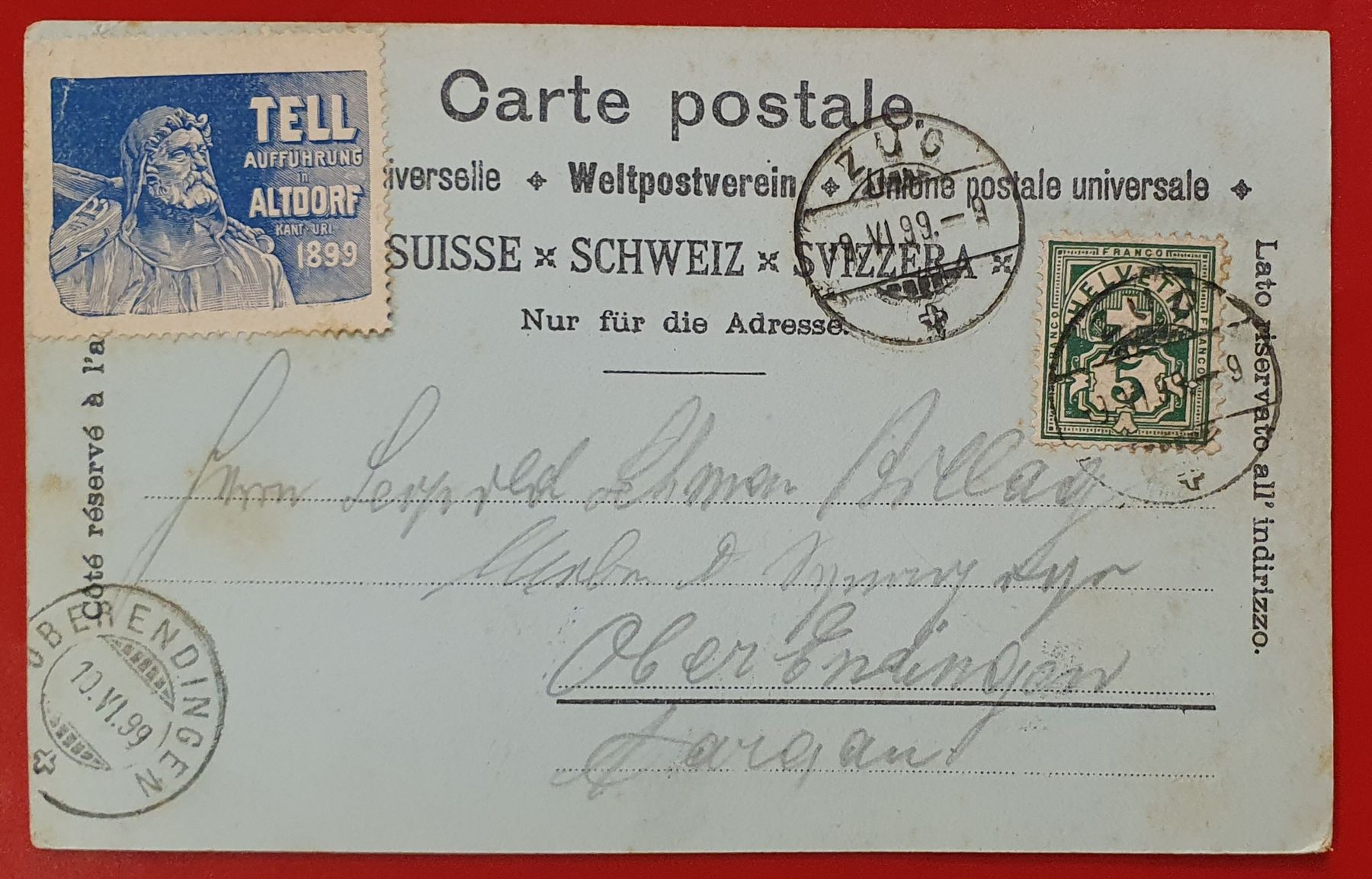Cartoline postali: Gruss aus Zug 1899 – Usato da Kreuzlingen venduto da Rschweiz1 1