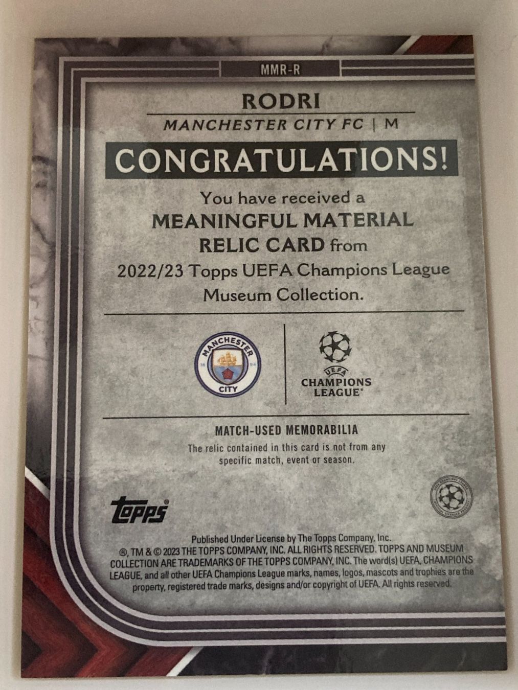 Topps Carte collezionabili: Topps Mueum UEFA 22-23 - Rodri Patch /250 – Usato da La Tour-de-Peilz venduto da Tyalos_Cards 1