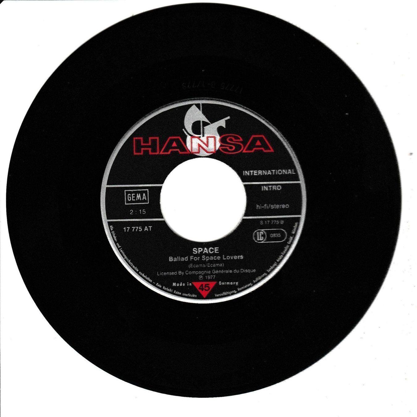 Dischi in vinile: Space - Magic Fly 7" Vinyl Top-Instrumental 1977 – Usato da Tübach venduto da JamesStone 2
