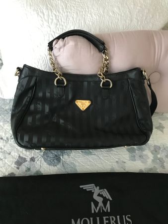 Vintage Mollerus Schultertasche mit Ketten schwarz-gold