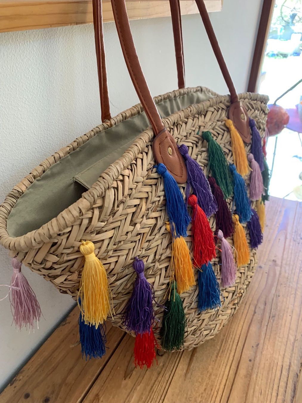Borse da donna: Strandtasche/Einkaufstasche Bast Quasten bunte Fransen – Nuovo (secondo la descrizione) da Meiringen venduto da luanik 3