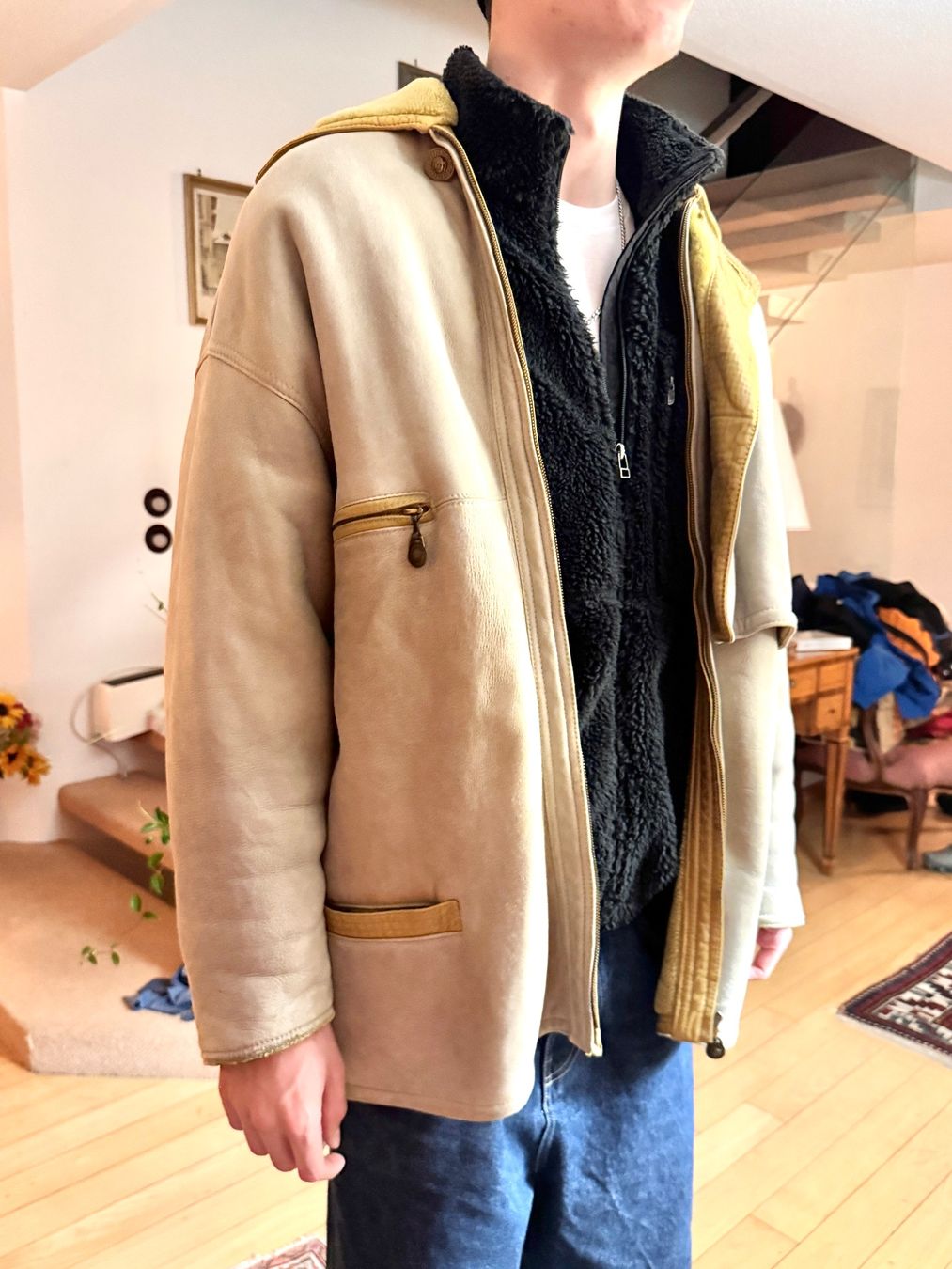 Versace Giacche: Lammfell Lederjacke Versace Gr. L – Usato da Bern venduto da Arecibo07
