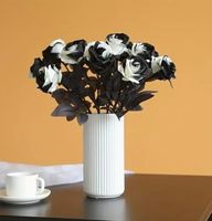 6 Stk. NEUE Kunstblumen schwarz-weiss 35cm - 225451