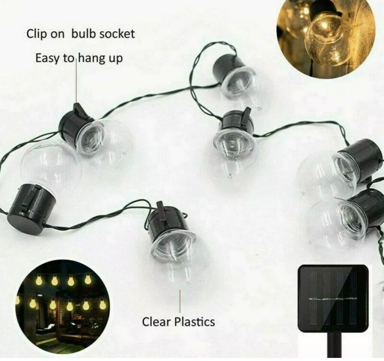 Lichterketten & Leisten: Solar Lichterkette Glühbirnen Außen Gart – Neu und originalverpackt aus Amriswil von JaJa-Express 3