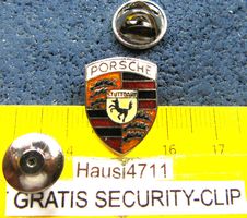 PORSCHE STUTTGART AUTO LOGO SCHMUCK-PIN ENAMEL SILBRIG