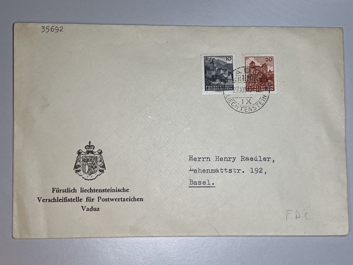 Tutti i francobolli: Liechtenstein, Vaduz 27.Xll. nach Basel – Usato da Küssnacht a. Rigi venduto da Unique-Valuable