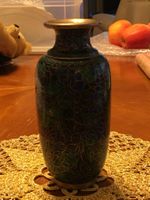 Vase Cloisonné, dunkelgrün
