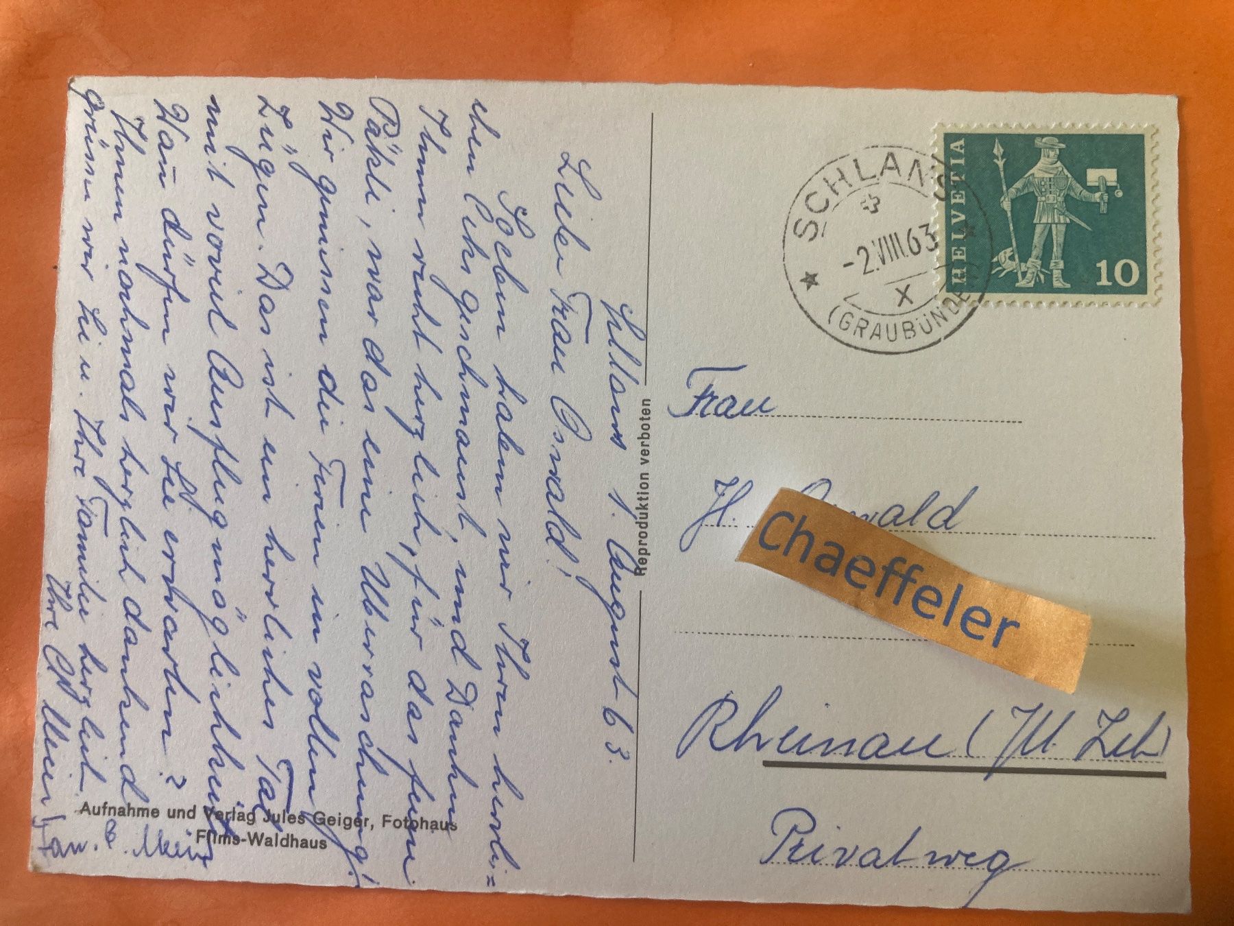 Cartoline postali: 1963. 1829 St. Brida mit Vial beimTenigerbad. – Usato da Zürich venduto da Chaeffeler 1