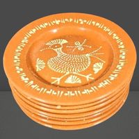 🍽️ 7x Vintage Keramikteller 🍊 Rustikal & Handbemalt! 🖌️