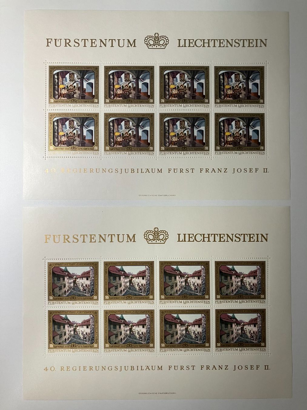 Tutti i francobolli: Liechtenstein, Kat. 644-47 Kleinbogen, ** – Usato da Würenlos venduto da Eulenpostuhu 1