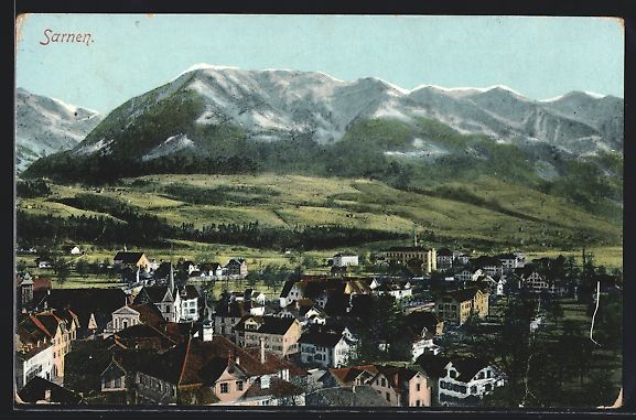 Ansichtskarten: AK Sarnen, Teilansicht mit Bergen, 1923 – Gebraucht aus Berlin von bartko-reher
