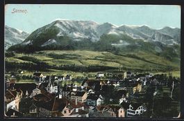 AK Sarnen, Teilansicht mit Bergen, 1923