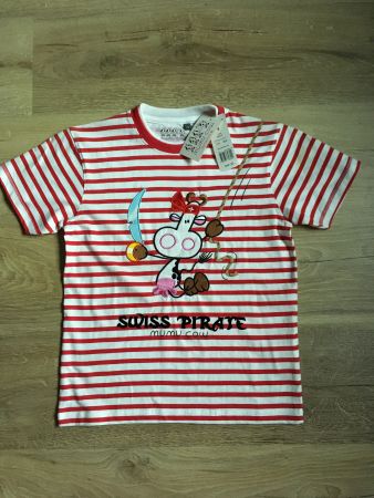 Switcher T Shirt Swiss Pirate Mumu Cow rot weiss Kind ca 8J