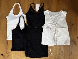 5x schwarz/weisse Tops (Grösse S)