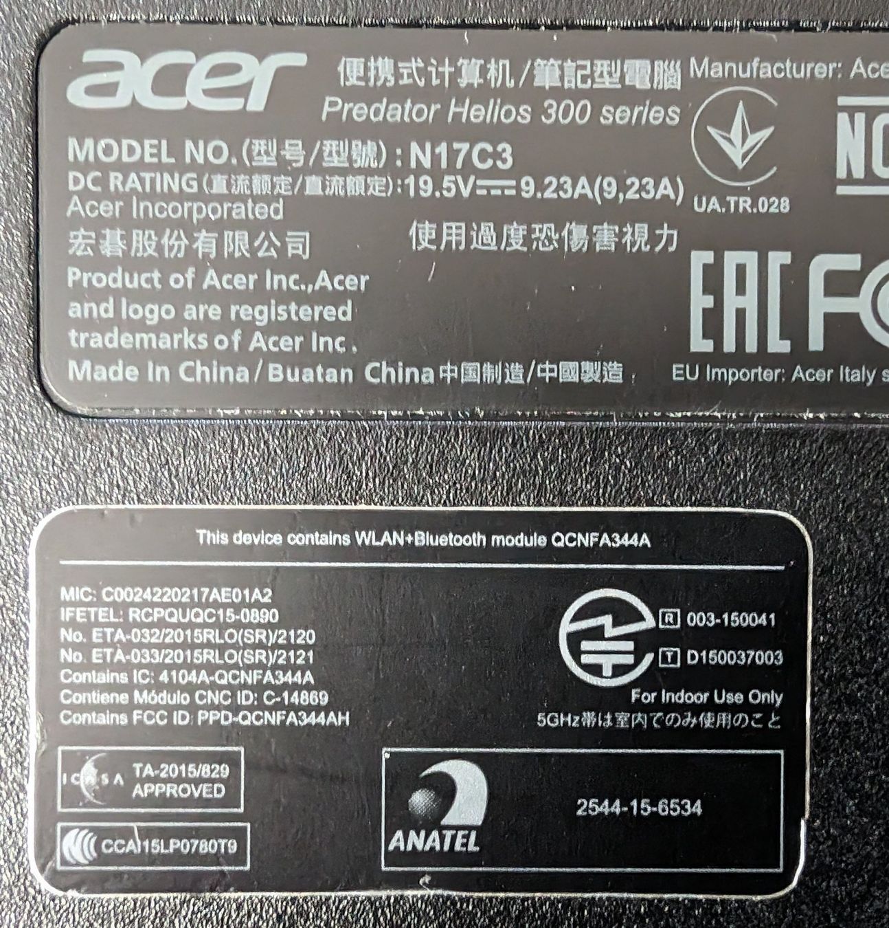 Acer Notebooks: Acer Predator Helios 300 N17C3 – Gebraucht aus Sissach von  3