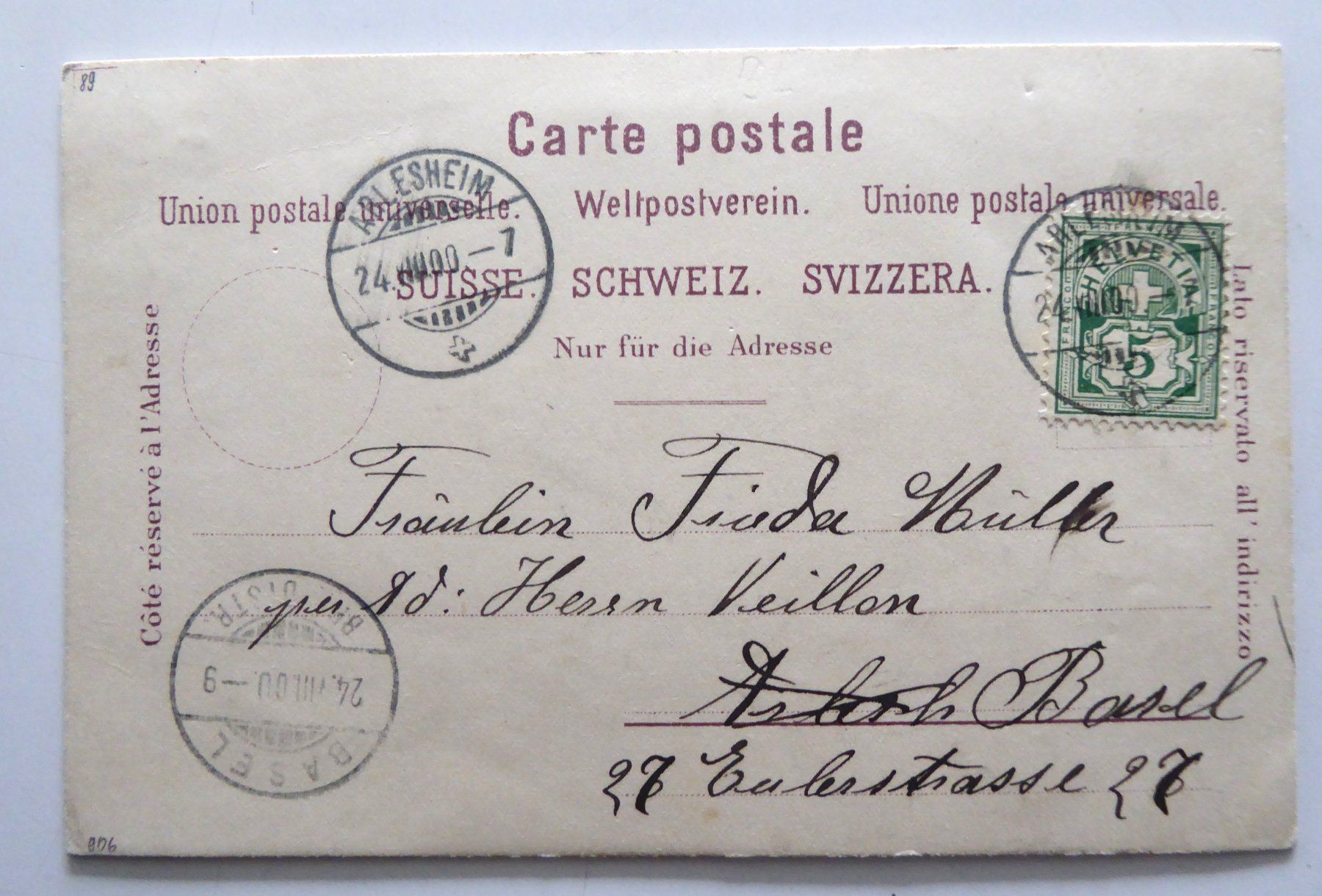 Cartoline postali: AK Gruss aus Arlesheim 1900 – Usato da Aesch BL venduto da Kauri1 1