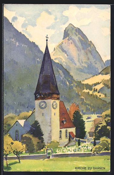 Ansichtskarten: AK Saanen, Motiv der Kirche – Gebraucht aus Berlin von bartko-reher