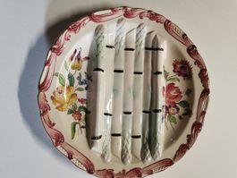 Assiette asperges céramique floral vintage 26cm état neuf
