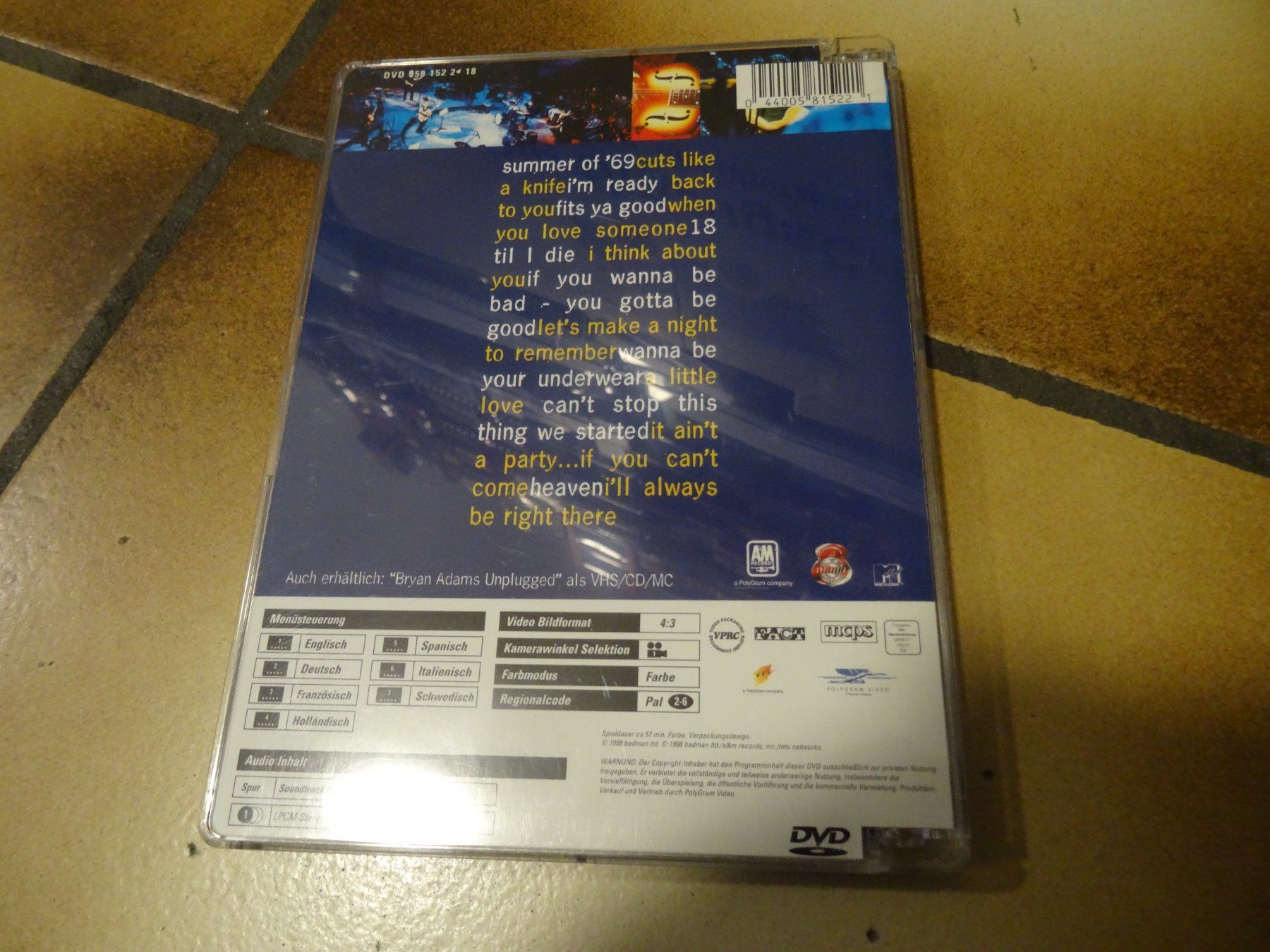 Alle DVDs: Bryan Adams Unplugged DVD – Gebraucht aus Olten von Disc-Ausverkauf 2