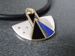 Designer Halskette / Onyx & Lapislazuli