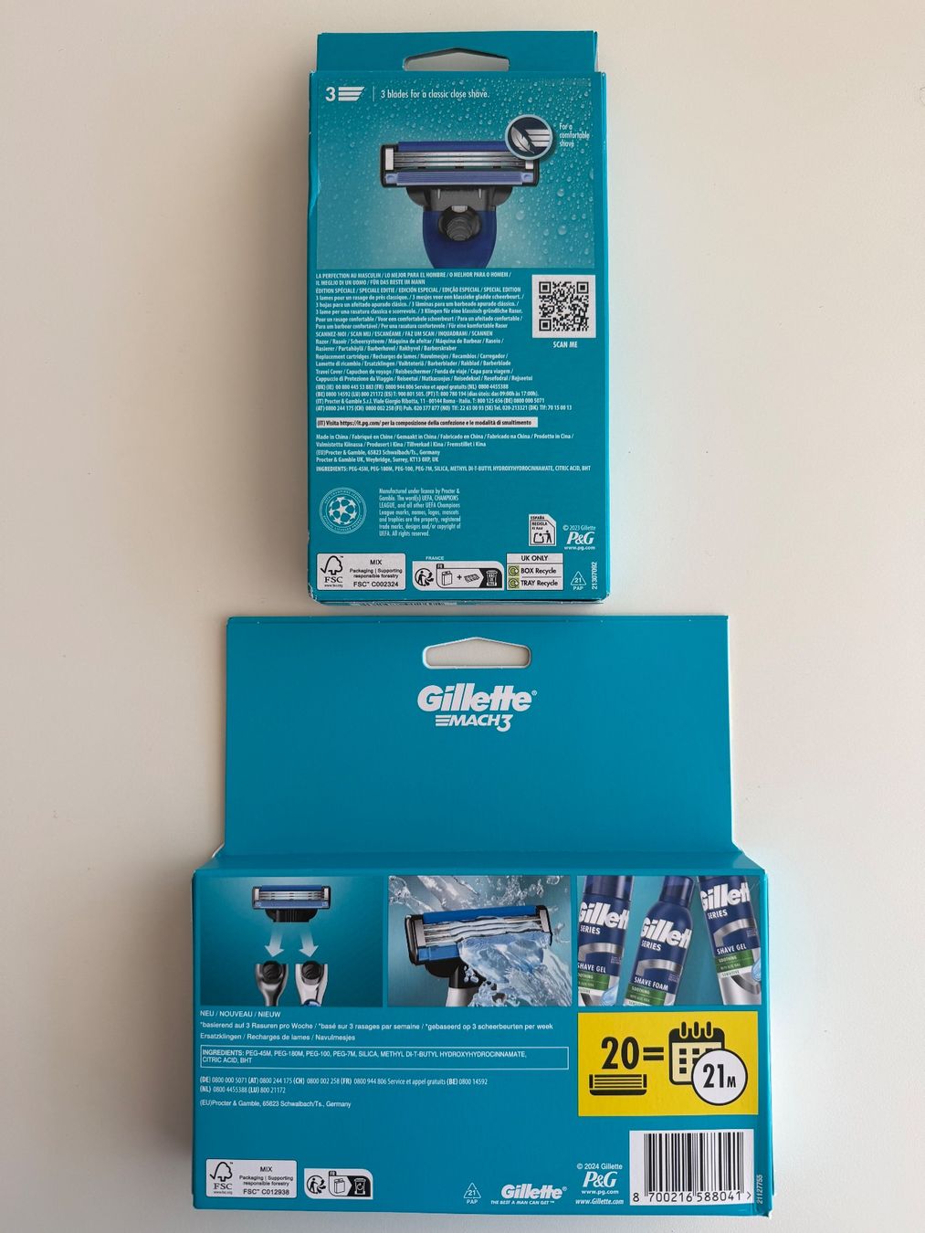Gillette Rasoi & Lamette da barba: Gillette Mach3, 28 pcs – Nuovo e nell'imballaggio originale da St-Gingolph venduto da GoldenKeys 1