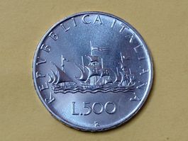 Italien 500 Lire "Caravelle" 1970 Silber