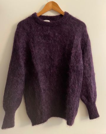 MAISON 123 Pull violet aubergine L 82% mohair porté 1x