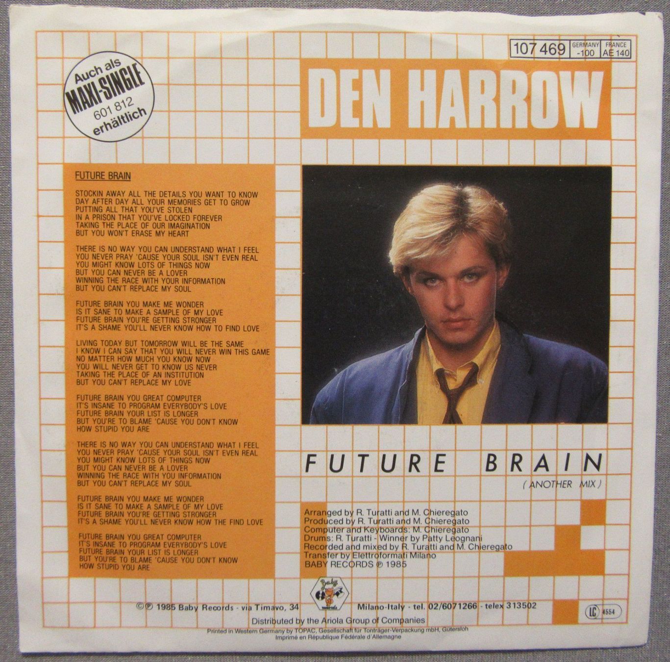 Dischi in vinile: Den Harrow - Future Brain - Single 1985 – Usato da Auenstein venduto da Padabimbim 1
