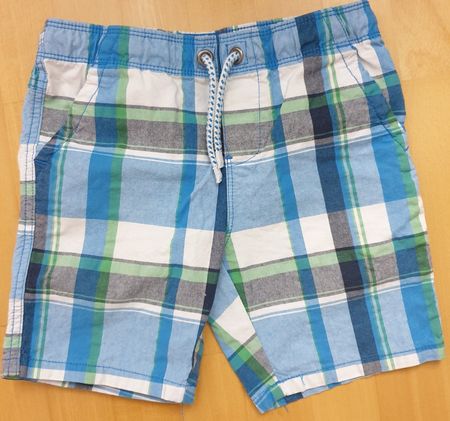 Kurze Hose blau grün kariert / Gr. 122