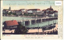 Basel - Bau der Mittlere Rheinbrücke (Notbrücke) - Tram