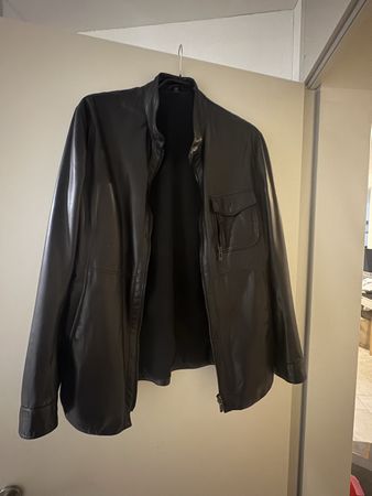 Giorgio Armani Lederjacke Schwarz Groesse 52 100% Lamm