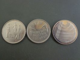 3 Stk. 5 Franken Gedenkmünzen 1974/75/85