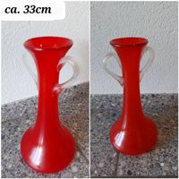Rote Glasvase mit Henkeln ca. 33cm