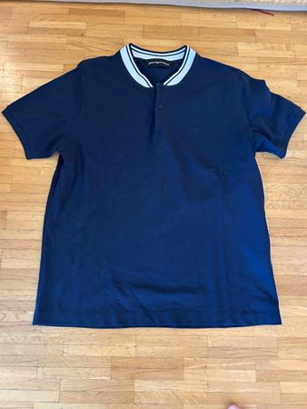 Adolfodominguez, polo coton pique, col maho, bleue,taille L