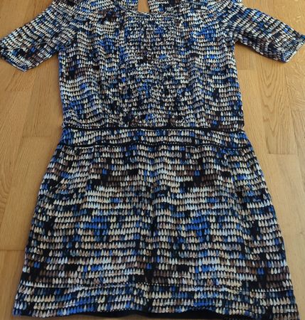Herbst Kleid mit Muster blau beige braun 38