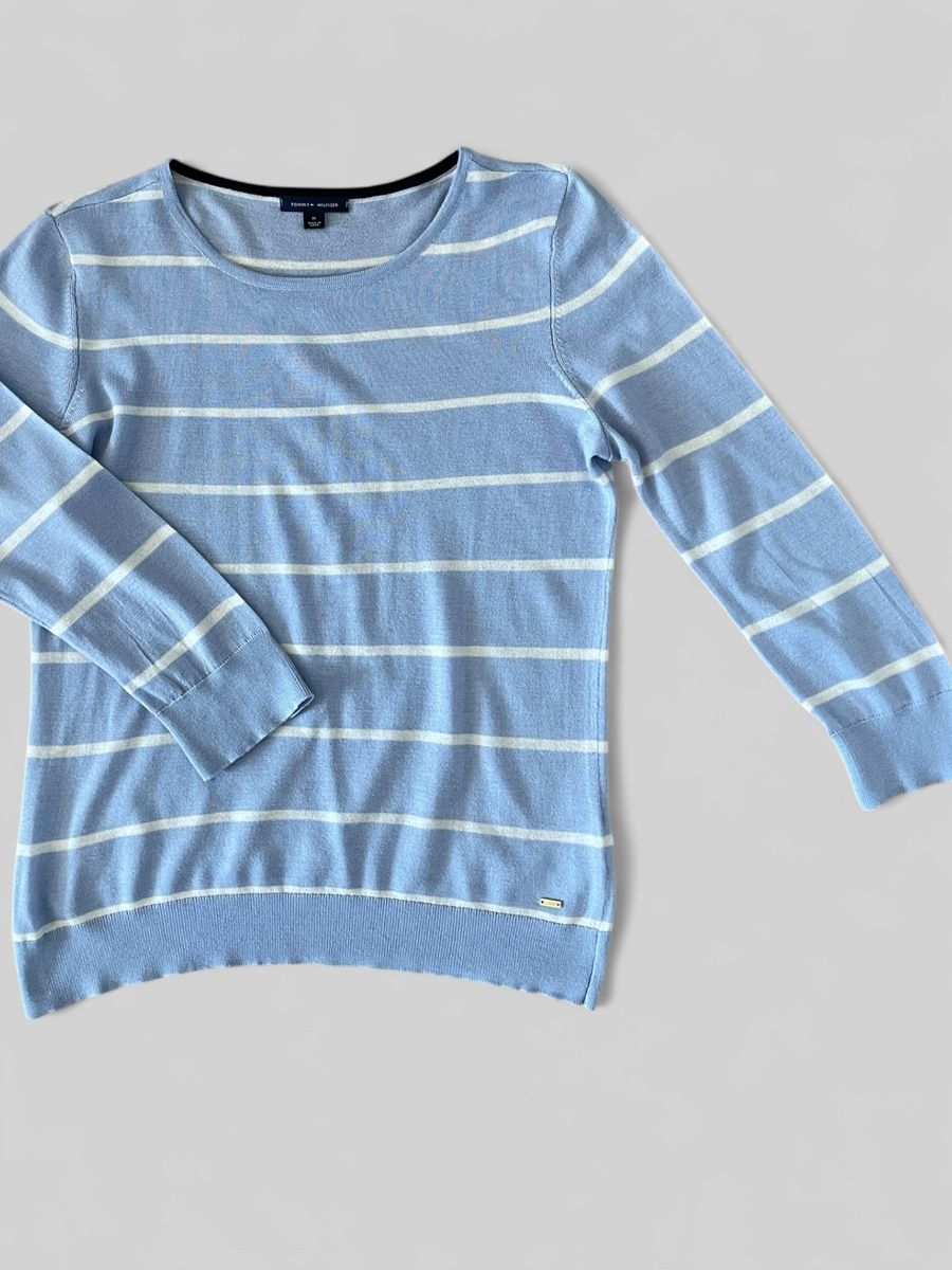 Tommy Hilfiger Maglioni & Felpe: Tommy Hilfiger Damenpullover gestreift Hellblau Gr. M – Usato da Zürich venduto da Recode.Fashion 5
